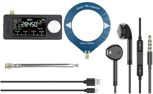 Muyilanc Mini Receptor de Radio SI4732, Radio Portátil para Transmisión de Banda, Control ESP32-S3, con Antena de Bucle y Auriculares.