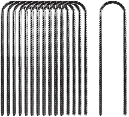 LOLYSIC 12 Stück Bodenanker Trampolin, 30CM Erdanker Trampolin, U-förmig Verzinkt Bodenanker Zeltheringe, Trampolinhaken Zeltheringe, Sturmzeltheringe zur Befestigung von Zäunen, Camping (Dicke: 8 mm)