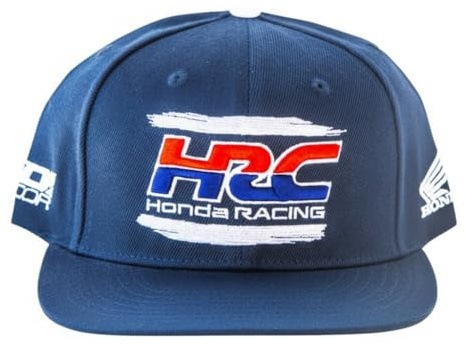 D'cor Visuals Snapback Hat - Kompatibel mit Honda HRC Riders - Navy Flat Brim Cap - Einheitsgröße für MX und Offroad Enthusiasten