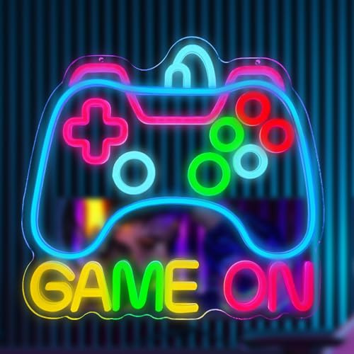 KQWVZ Game Neon Sign, LED Gaming Neon Light, Dimmable USB Powered Neon Lamp, Gamepad Shaped Gaming Neon Light Sign for Bedroom With Switch,for Game Room, Bedroom, Game Zone, Man Cave, Gifts for Gamers