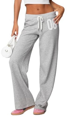 Felcia Y2K Damen-Sweathose mit weitem Bein, elastische Taille, Jogger, aktive gestreifte Trainingshose, Streetwear