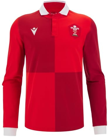 Macron Mens Wales Rugby Long Sleeve Home Shirt 2025 Adults