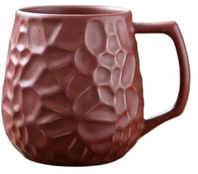 KUNYOS 550ml Ceramic Coffee Cup, Large Capacity Kiln-Fired Coffee Mug, Tea Cup, Beer Cups, Mugs for Home and Office, Gift and Present(Red)