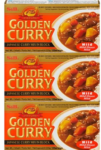 3x220g S&B GOLDEN CURRY ORANGE - Japanese Curry Mix - vegetarian no meat contained - Geschmack: Mild