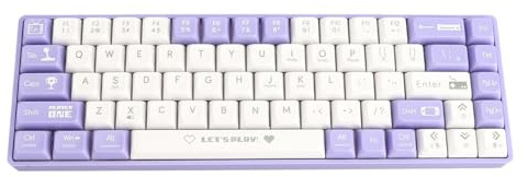 Dilwe Teclado Mecánico Compacto para Juegos con Cable de 68 Teclas, Retroiluminación Dinámica Intercambiable en Caliente, Teclado Mecánico con Interruptor Rojo para Escribir en Teléfonos (Morado y