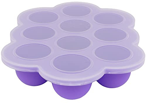 WeeSprout Silicone Freezer Tray with Clip on Lid Perfect Food Storage Container for Homemade Baby Food, Vegetable, Fruit Purees, and Breast Milk (Bright Purple, Ten 1.5 Ounce Sections)