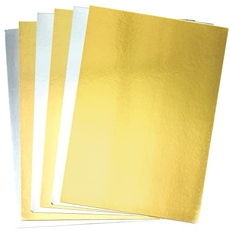 Baker Ross Metallic-A4-Pappe in Gold und Silber – Kreatives weihnachtliches Bastelmaterial für Bastelarbeiten, Dekorationen oder Karten (20 Stück)