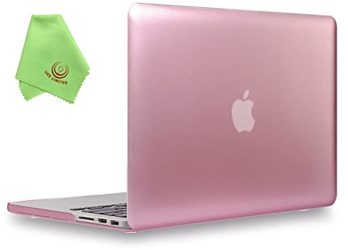 Ueswill Coque rigide pour MacBook lisse doux au toucher Mat givré + chiffon de nettoyage en microfibre MacBook Pro 15 with Retina Display rose gold