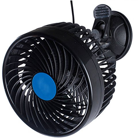 Latinaric Mini Ventilateur Électrique pour Voiture Rotatif à 360 ° avec Ventouse 2 Modes 12V/24V