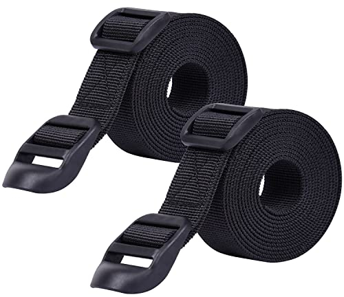 Wisdompro Sleeping Bag Strap, 2 Pack of Heavy Duty Utility Webbing Utility Strap for Backpacking, Sleeping Bag Compression, Luggage, Camping, Hiking with Plastic Buckle - 68 inches, Black