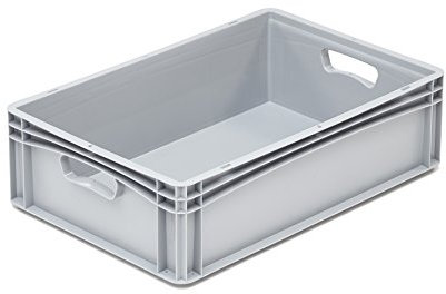 hünersdorff 417501 Eurobehälter / Eurokiste / Lagerbox Basicline (PP) mit 2 Durchfassgriffen, sicher stapel- und kombinierbar, Made in Germany, 400x600x170