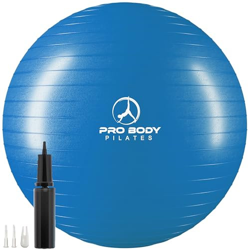 ProBody Pilates Gymnastikball, Yoga-Ballstuhl, Stabilitätsballstuhl in mehreren Größen, Geburtsball in Fitnessstudioqualität für Schwangerschaft, Fitness, Training und Physiotherapieball (blau, 75 cm)