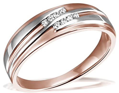 Goldmaid Damen-Ring Bicolor 375 mattiert Diamant (0.06 ct) weiß Brillantschliff Gr. 58 (18.5)-Fo R7395RW58 Verlobungsring Diamantring