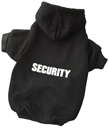 ZoonPark® Hundebekleidung, Kapuzenpullover für kleine, mittelgroße und große Hunde, aus weichem Fleece, Aufschrift: Security, wärmt im Winter