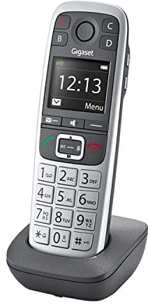 Gigaset E560HX - Premium Additional Handset Cordless Home Phone - Big Button, Nuisance Call Block and 4 SOS keys, need base or router, silver/black