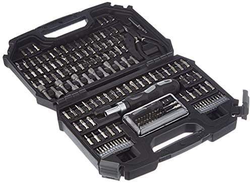 Amazon Basics - Schraubendreher-Bitsatz mit langlebigen Bits aus sandgestrahltem Stahl, 151-teilig