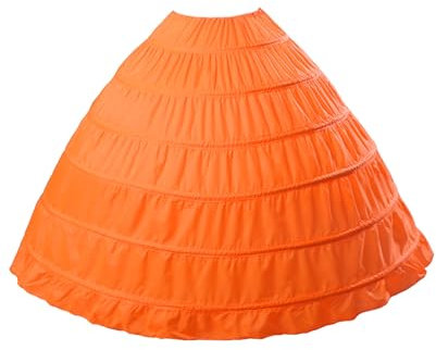 BEAUTELICATE Jupon Crinoline De Femme Long Vintage 6 Cerveaux Grande Taille Gonflant sous Robe De Mariage Mariée Princesse Soirée Bal Carnaval Cosplay Taille Unique, Orange