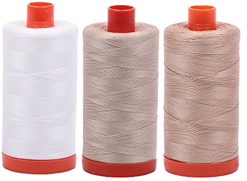 Bundle of Aurifil 50wt Egyptian Cotton Thread, Large 1422 Yard Spools, with and Without Aurifil Empty Thread Case 12 Spool Capacity (3 Spool Bundles, 2021 2312 2314)