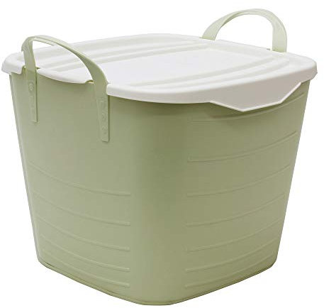 JVL Funktional Medium 25 Litre Plastic Storage Container with Lid, Green, 41x37xH35cm