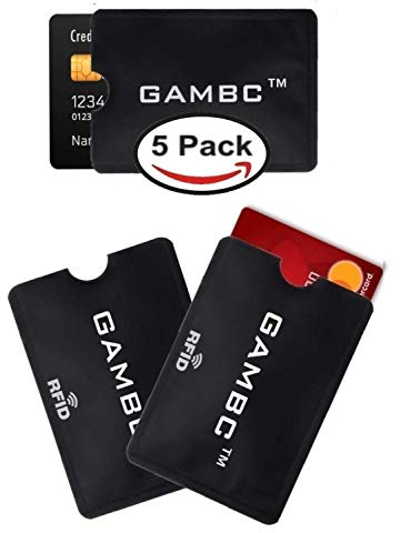 GAMBC 5 PZ Custodia Carta di Credito Rfid Protection carte - Porta Bancomat Schermato - Porta Carte di Credito Schermato - Proteggi Carte di Credito - Portatessere Anticlonazione - Antitaccheggio