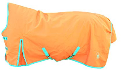 indira Pferdedecke Outdoor pro 200g Wasserdicht Ripstop 1200d high-Neck (145 cm, Orange 01 - Türkis 01)