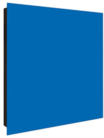 banjado® Großer Schlüsselkasten Glas/Schlüsselbox 30cm x 30cm mit 50 Haken - Motiv Signalblau/Schlüsselkasten modern für Schlüsselaufbewahrung mit beschreibbarer, magnetischer Glastür