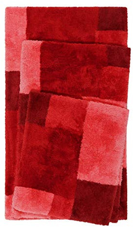 Homie Living Badteppich, Badematte, kuscheliger Flauschiger weicher Flor, rutschfest und waschbar, Cala Rosso (55 x 65 cm, Rot)