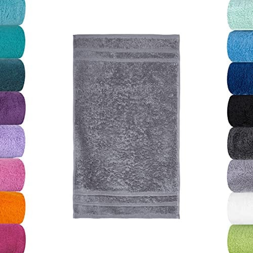 Lavea Bali Terry Towelling Series 100% Organic Cotton GOTS Towels, Cotton, Light grey, 2 x 30 x 50 cm