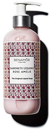 Benamôr - Rose Amélie Liquid Soap with Argan Oil, Aloe Vera and Shea Butter - Moisturising, Softening Hand Wash - Rose Scented Hand Soap, Paraben Free, Vegan - 300 ml Bottle