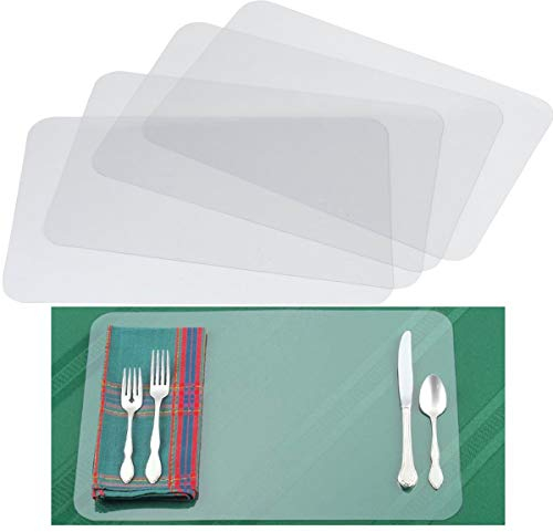 Tangger 12 PCS Set de Table Transparent Plastique pour Enfants Cuisine Réutilisables Clair Placemats Antidérapants et Résistants à la Chaleur(43X28cm)