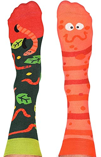 Nanushki unisex Verrückte Lustige Socken mit Apfel und Wurm Motiv (Willy Wormka, 36-39)