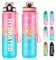 MYFOREST Sports Water Bottle, Time Marker for Motivational Hydration, Drop-proof, BPA-free, Wide Mouth for Easy Clean: Cold/Hot/Carbonated/Cider (1l Pink-cyan, 1000 ml)