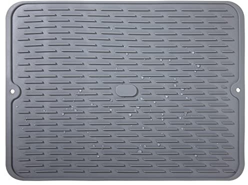 Alfombrilla Escurreplatos de Silicona Resistente al Calor Esteras de Secado de Platos Antideslizante Tapete de Escurridor para Encimera Cocina 40 x 30 cm Gris