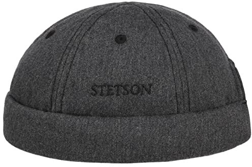 Stetson Cotton Melange Dockermütze Herren UV Schutz 40+ 100% Baumwolle Docker mit Klettverschluss Sommer Winter anthrazit M (56-57 cm)