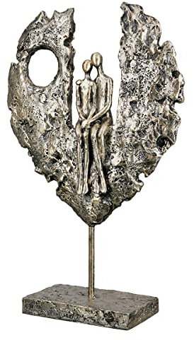 GILDE Deko Figur Skulptur Paar im Herz aus Kunstharz - Dekoration und Geschenk Valentinstag Hochzeit Muttertag - Farbe: Gold Höhe 34 cm