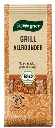BioWagner - Bio Grill Allrounder | Gewürzzubereitung für Grillfleisch oder vegetarisches Grillgut | naturbelassene Bio-Zutaten | recyclebare Verpackung | 60 g