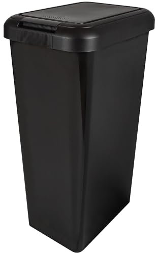 KetoPlastics Kitchen Bin Touch and Lift Rectangle Swing Bin as a Kitchen Waste Rubbish Recycle Bin 45L - Black