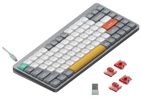 nuphy Air75 V2 Kabellose mechanische Tastatur, 84 Tasten RGB Hot-Swap Tastatur, unterstützt Bluetooth 5.1, 2.4G und kabelgebundener Verbindungc für PC/Laptop/Windows/Mac-Grey Gateron Cowberry Switch