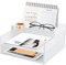 Ablagefächer Stapelbar, 24.6 × 31.6 × 14cm Schreibtisch Organizer, 3-Tier Dokumentenablage Weiß, Schreibtischzubehör und Ablage, Schreibtisch Ablage für Büro Schule Zuhause
