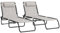 Outsunny 2 Piece Foldable Sun Loungers, Outdoor 4 Level Adjustable Backrest Reclining Chaise Chairs, Steel Frame Recliner Chair for Camping, Hiking, Cream White