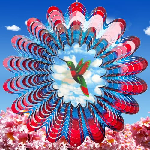 Eiryhope Animiertes Kolibri-Windspiel – 30,5 cm, kinetische 3D-Skulptur, erzeugt fliegenden Kolibri-Animationseffekt, Outdoor-Garten, Hof-Dekoration, einzigartiges Geschenk für Mama/Papa/Frauen/Männer
