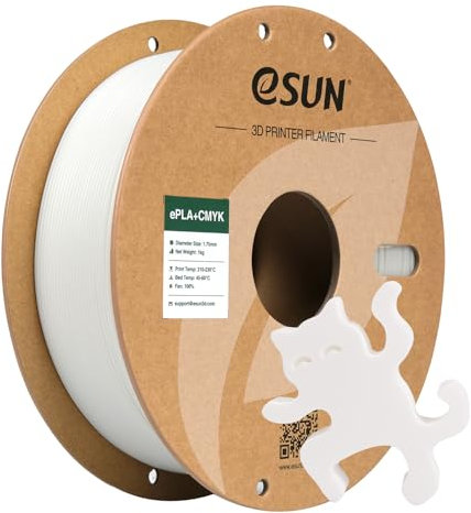 eSUN PLA+ Filament 1.75mm, Lithophan 3D Drucker Filament PLA Plus, Maßgenauigkeit +/- 0.03mm, 1KG Spule (2.2 LBS) CMYK Filament für FDM 3D Drucker, Weiß