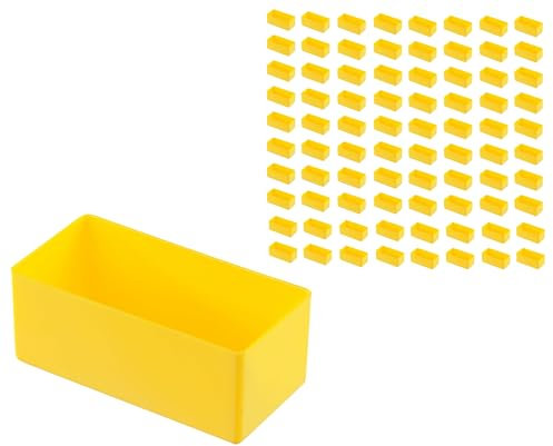 Hünersdorff 80 St. Einsatzbox 108 x 54 x 45mm (L x B x H) - Einsatzkasten - Set für individuellen Bestückung von Sortimentskästen, Kleinteile-Koffern, Schubladen und Schränken - Gelb