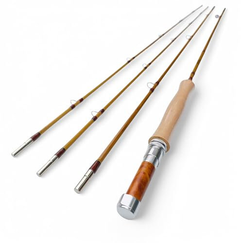 ZHUSROD 4 W, 2,4 m, 3 Stück, Bambus-Fliegenrute, Payne 200 l Kegel (mit extra Spitze)