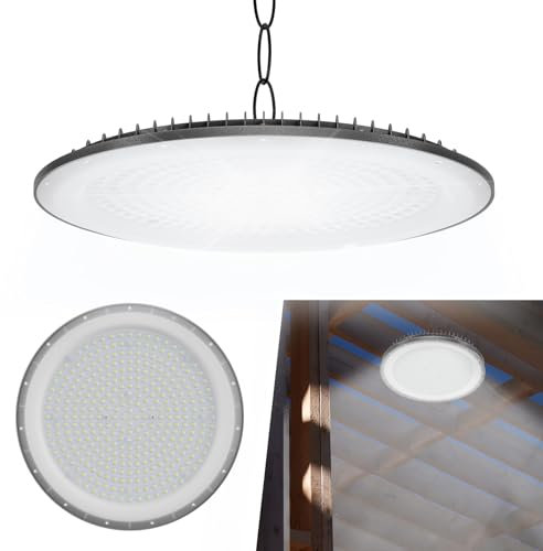 LZQ UFO LED Industrielampe Hallenstrahler Industriebeleuchtung IP65 Wasserdicht UFO Lampe Kaltweiß 6000-6500K Hallenbeleuchtung für Werkstatt Garage Fabriken【500W】
