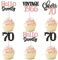 Xsstarmi 24 Pack 70th Birthday Cupcake Toppers Glitter 70 Hello Seventy Vintage 1955 Cupcake Picks Cheers to 70 Cake Decorations for 70 Fabulous Happy 70th Birrthday Party Supplies Rose Gold