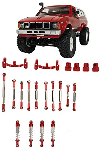 Piezas de automóvil RC de aleación de aluminio Sustvita, kit de varilla de extracción de automóvil RC y actualización de repuestos para WPL C24 C14 C14K C24K Modelo Cars (Rojo)
