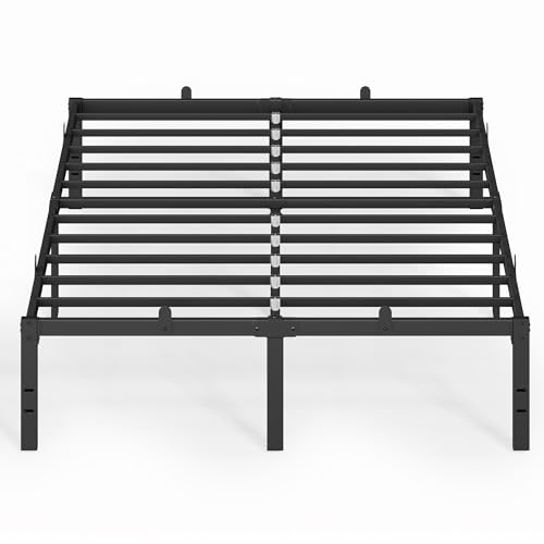 VASAGLE Doppelbettgestell, Metallbett, 140 x 200 cm, Unterbettaufbewahrung | Bett, Bettrahmen, Gästebett, modern, einfacher Aufbau, Mattschwarz, CONNER Kollektion RMB154BD01