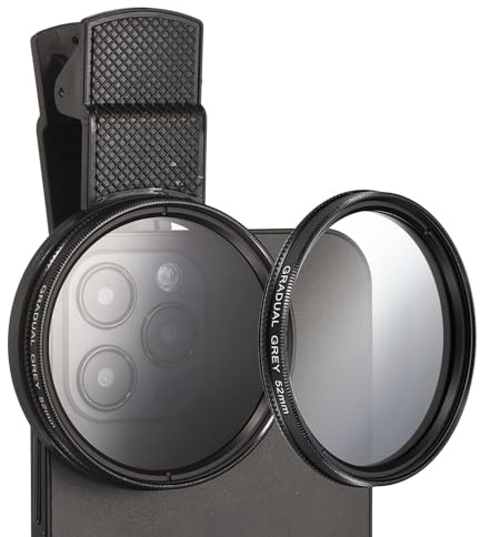 PATIKIL 52mm Handy-Kameraobjektiv Aufsteck-Graduiertes Farbfilter Zirkular-Polarisationsobjektiv Für Die Meisten Smartphones Und DSLR-Kameras Grau