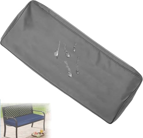 Funda Impermeable para Cojín de Banco de Exterior, Cubierta de Repuesto con Cremallera y Correas, Protector de Asiento para Jardín, Patio, Balcón y Sofá(Gris Oscuro,180x60x10cm)